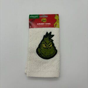 The Grinch Dr. Seuss Christmas Holiday Kitchen Dish Scrubby Towel, 10x10" NEW